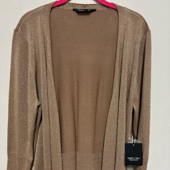 NWT GEORGEOUS SIMPLY VERA WANG WOMAN ELEGANT GOLD SPARKLING OPEN JACKET. SZ. XXL - Picture 1 of 5